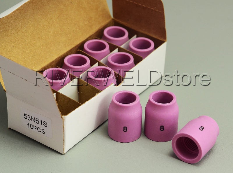RIVERWELD TIG Gas Lens Alumina Nozzle Ceramic Cups 53N61S 8# 1/2" 12.5mm for PTA DB SR WP 9 17 18 20 25 26 TIG Welding Torches Pack of 10 - Image 2